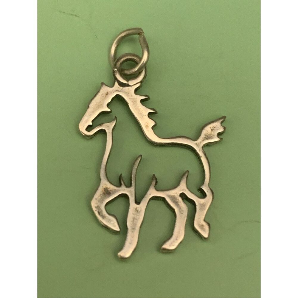 Horse Trotting Outline Sterling Silver Jewelry Charm #horse